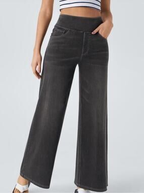 Halara Flex Washed Black High Waisted Wide Leg Baggy Jeans NWT M Reg